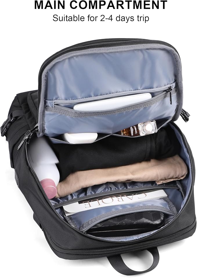 PIJUSHI Casual Travel Backpack for Women with 16" Padded Laptop Compartment | Carry On Luggage with USB Charging Port, 1680D Water-Resistant Nylon, Airline Approved, For Daily, Hiking - Image 7