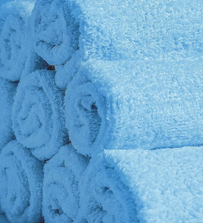 100% Cotton Washcloths 60 Pack (12x12 Inches) Soft, Highly Absorbent Washcloth, Face Towels, Wash Cloths for Face, Ring Spun, Bulk Pack (Electric Blue) - Image 2