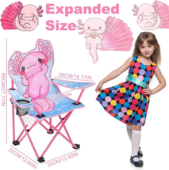 KABOER Kids Outdoor Folding Camping Chair with Cup Holder Carrying Bag | Portable Camping Chair for Beach Picnic Camping Travel Lawn Ages 3-10 - Image 2