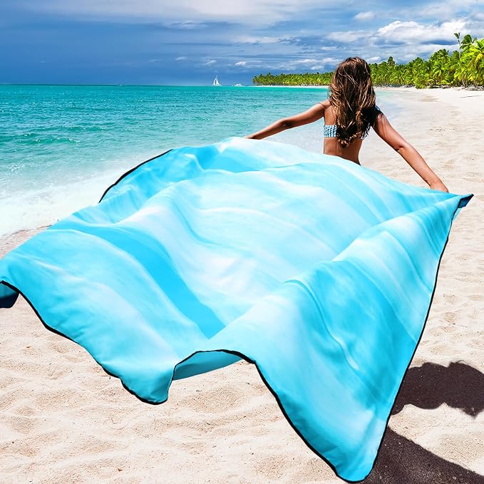 WIWIGO Beach Blanket Waterproof Sandproof Beach Mat 79" X 83"/10'x9'for 2-8 Adults Quick Drying Outdoor Picnic Mat Beach Accessories for Travel, Camping, Hiking - Image 6
