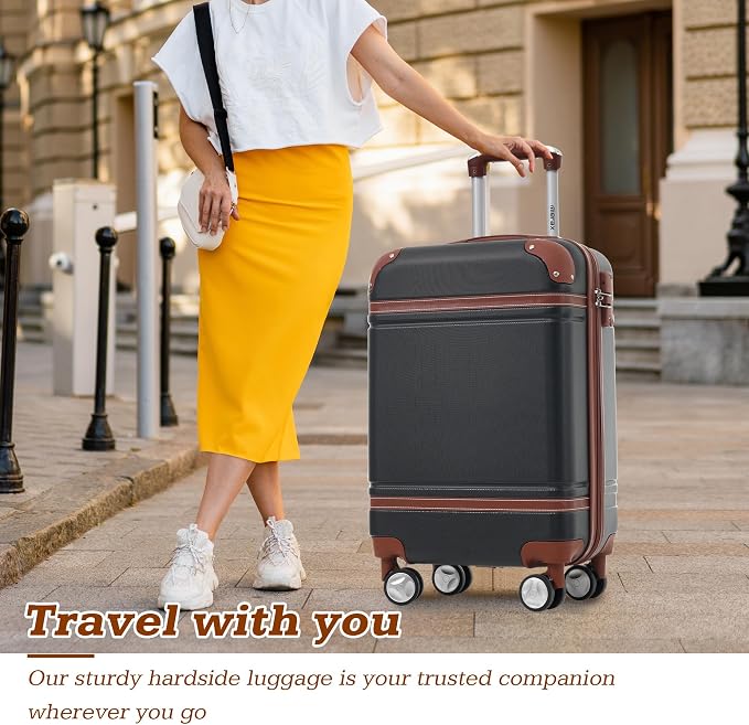 Merax Luggage Set,24 IN Hardside Suitcase with Duffel Bags,3 Piece Expandable Luggage with Spinner Wheels, Vintage Luggage with TSA Lock Lightweight,(Black) - Image 7