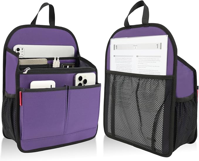 Large Premium Wider Rugged Backpack Organizer Insert for Men Women Work Travel -19 Pockets, Padded Nylon-Purple - Image 2