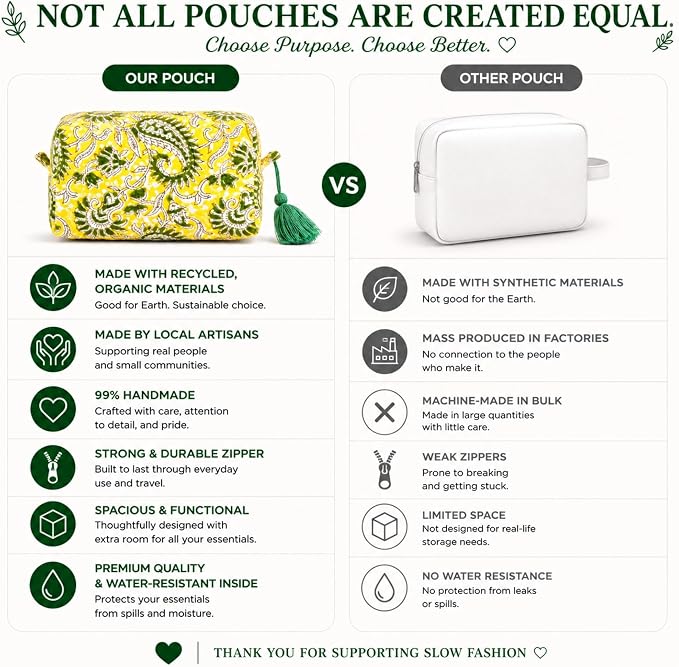 Huar Travel Makeup Bag- Large Capacity Cosmetic Bags for Women - Water Resistance Lining Portable Pouch & Open Toiletry Bag - Perfect Girls Makeup Organizer for Travel Essentials (Velvet Lemon Bloom) - Image 4