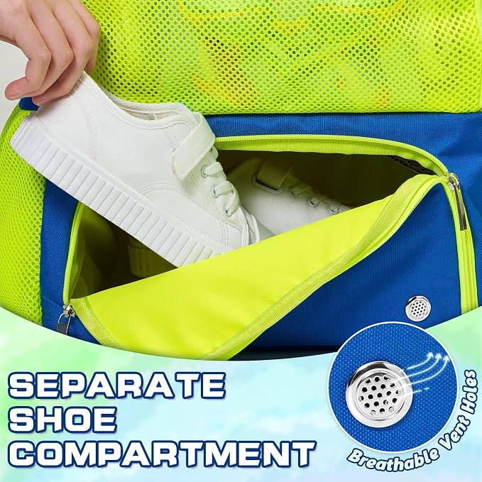 WAWSAM Kids Swim Bag for Swimmers, Beach Gym Bag with Wet Dry Shoes Compartments - Image 3