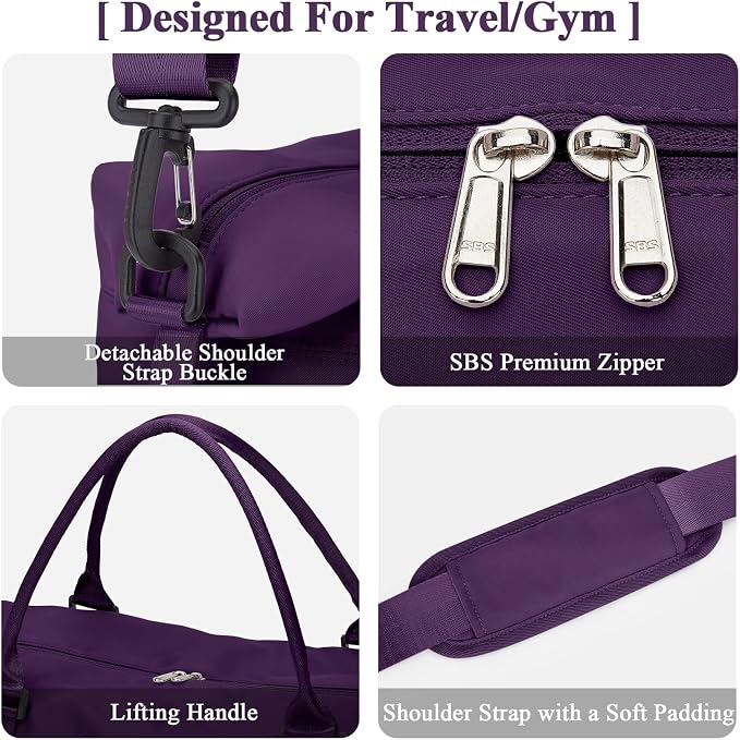 Travel Duffel Bag with Shoes Compartment,Weekender Bags for Women Travel | Overnight Carry-On Bag with Toiletry Bag, For Spirit Airlines 18x14x8 Personal Item Bag - Image 6
