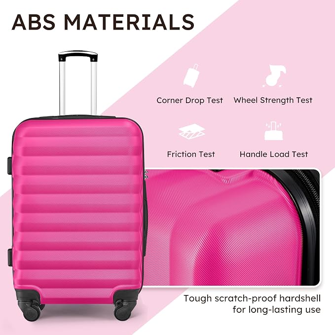 ABS Hardshell Suitcase 3 Piece Luggage Sets with Spinner Wheels with 6PC Packing Bags(20/24/28inch) - Image 3