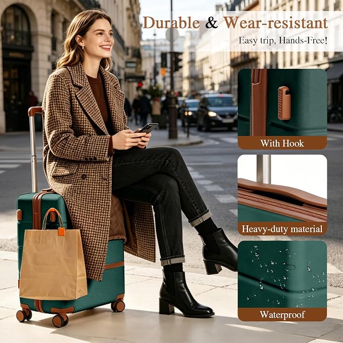 Luggage Sets, 2 Piece Suitcase set with wheels Tsa Lock 20/24 inchi Hardshell Waterproof Travel Suitcases luggage for Women/Men/Family (Dark Green) - Image 4