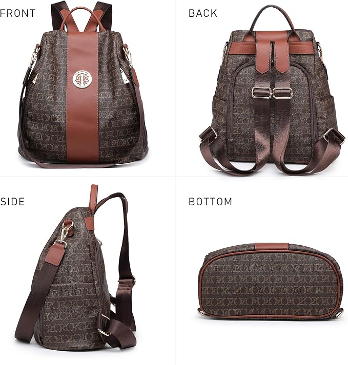 Women Fashion Backpack Purse Multi Pockets Anti-Theft Rucksack Travel Shoulder Bag Handbag - Image 5