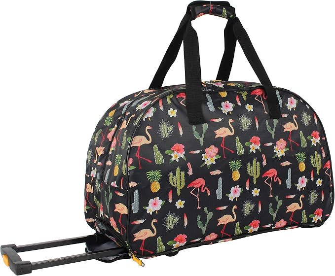 LUCAS Designer Carry On Luggage Collection - Lightweight Pattern 22 Inch Duffel Bag- Weekender Overnight Business Travel Suitcase with 2- Rolling Wheels (Poly Black) - Image 2
