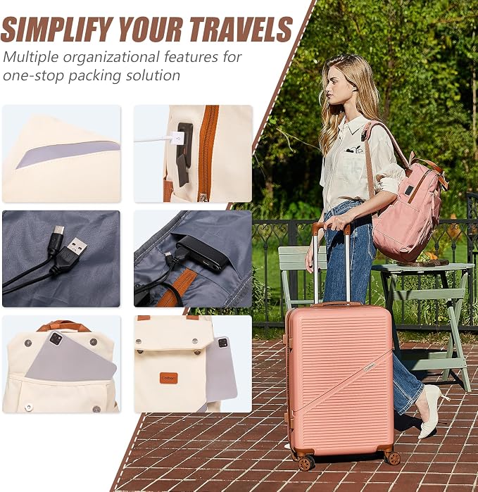 Cosbarn Carry On Luggage 22x14x9 Airline Approved, 20 Inch Carry on Suitcases with Wheels, ABS Lightweight Carry-on Luggage, Travel Suitcase Set with Wheels and TSA Lock - Image 6