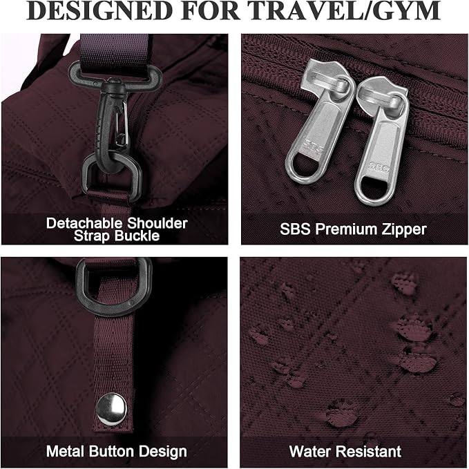 Travel Duffel Bag, Carry On Overnight Weekender Bags for Women | Travel Bag with Wet Pocket & Trolley Sleeve, For Spirit Airlines 18x14x8 Personal Item Bag - Image 8