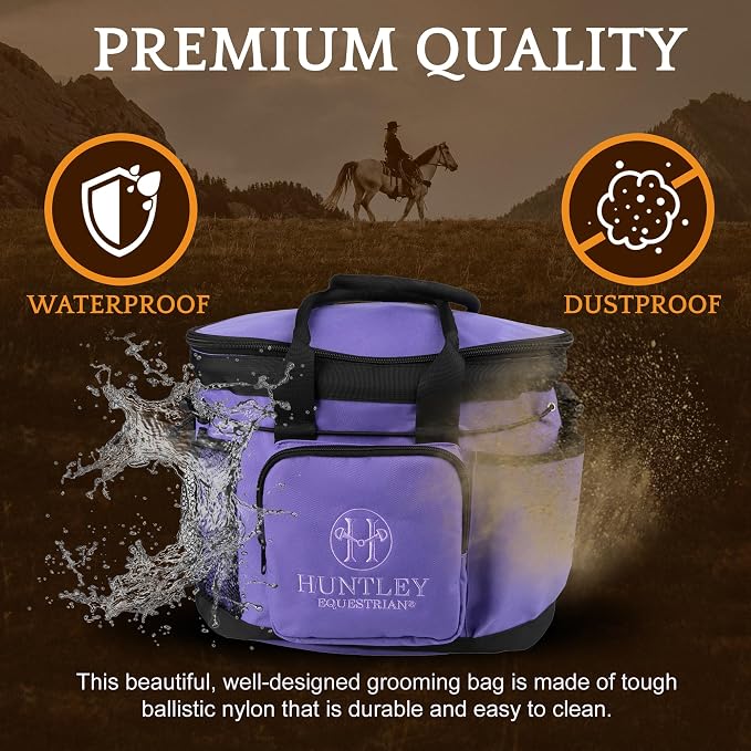 Huntley Equestrian Deluxe Grooming Bag Perfectly Designed Easy Access Multi Pocket Zipper Top Closure Double Handles Shoulder Strap Exterior Pockets - Image 5