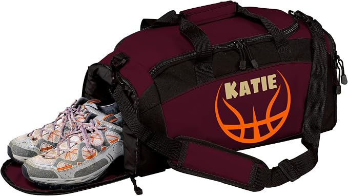 Personalized Basketball Duffel Bag with Shoe Compartment, Custom Basketball Bag with Name and Number, Basketball Travel Bag for Players, Team Sports Gear Bag by all+about+me+company
