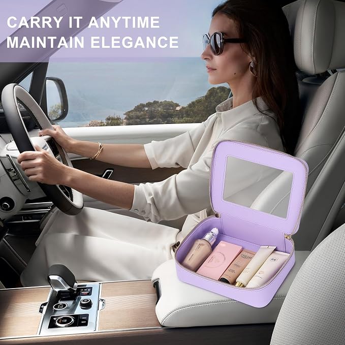 Pinkmik Clear Makeup Bag for Women Waterproof Travel Cosmetics and Toiletries Case Portable Makeup Oaganizer Bag Clear Car Bag with Zipper (X/Purple, M) - Image 6