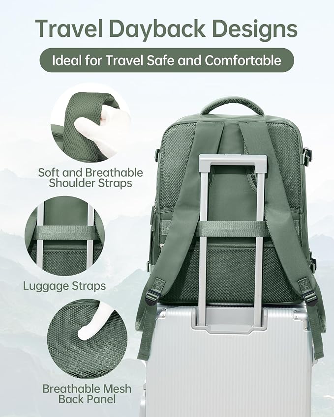 Carry on Travel Backpack for Women Men Large Hiking Laptop College Backpacks Personal Item Bag Waterproof Lightweight Backpack Flight Approved Mochilas de Viaje for Weekender Business,Army Green - Image 5