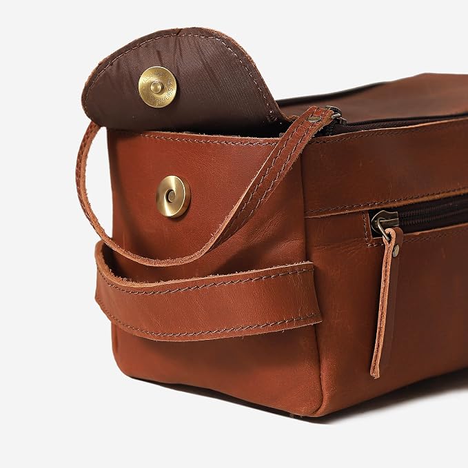 cuero Genuine Buffalo Leather Unisex Toiletry Bag Travel Leather Dopp Kit Made With High Class Buffalo Leather - Image 2