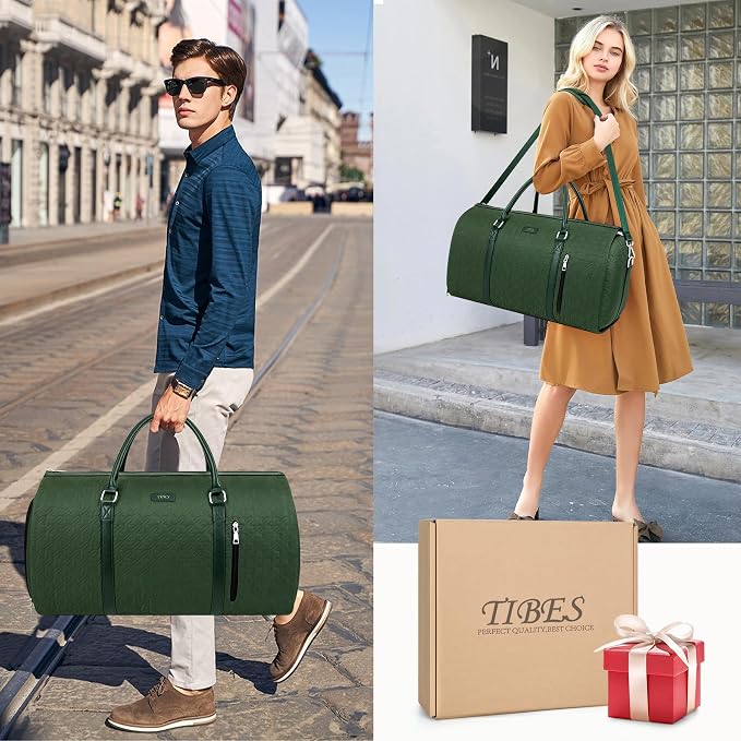 Convertible Garment Duffle Bags for Travel - Carry On Garment Bags With Toiletry Bag, Large Weekender Bags for Women Men 2 in 1 Hanging Suitcase Suit Travel Duffel Bags (2pcs Set, Green) - Image 7