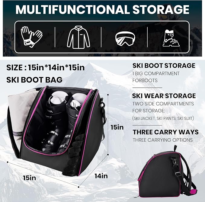 Hsmihair Ski Bag and Ski Boot Bag Combo-Padding Skis Bag for Air Travel,Water Proof Ski Boot Bag Fits for Skis Up to 200 CM and Boots Up To Size US13,Adults Ski Travel Bag - Image 7