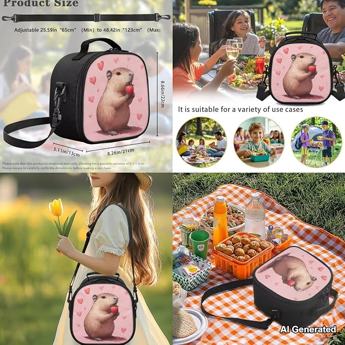 Adorable Capybara Backpacks for 5th Grade Girls, Pink Backpack and Lunch Box for Girls Kids Travel Sports Bookbag Lightweight, 4-Piece School Essentials Set for for 6-8 8-10 Year Olds - Image 5