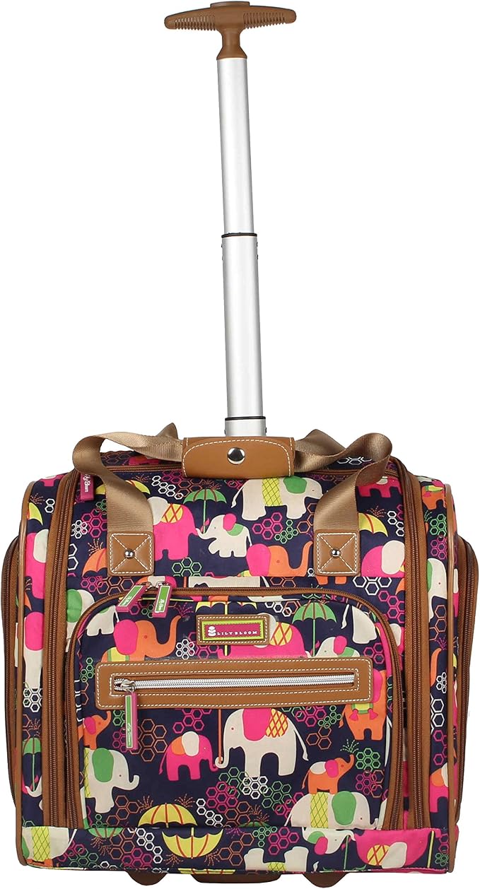 Lily Bloom Designer 15 Inch Carry On - Weekender Overnight Business Travel Luggage - Lightweight 2- Rolling Wheels Suitcase - Under Seat Rolling Bag for Women (Elephant Rain) - Image 2