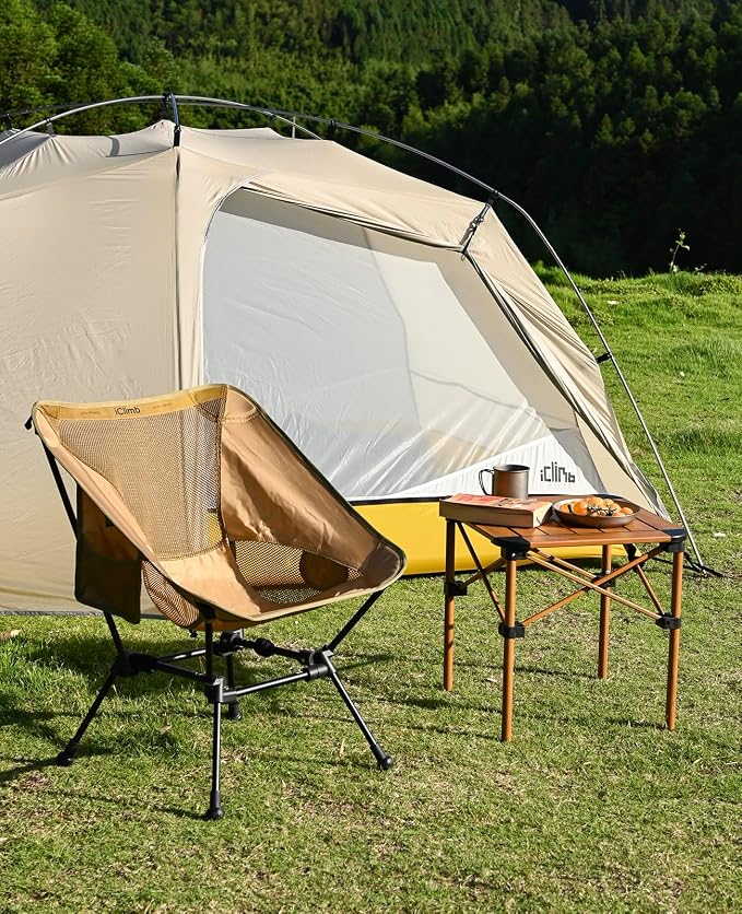 iClimb Lightweight Stable Alu. Folding Square Table Roll Up Top with Carry Bag for Camping Picnic Backyards BBQ Camp Kitchen (Silver, S) - Image 8