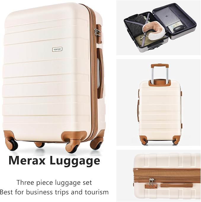 Merax 3 Piece ABS Hardshell Luggage Sets Spinner Wheel Suitcase Suit Case - Image 4