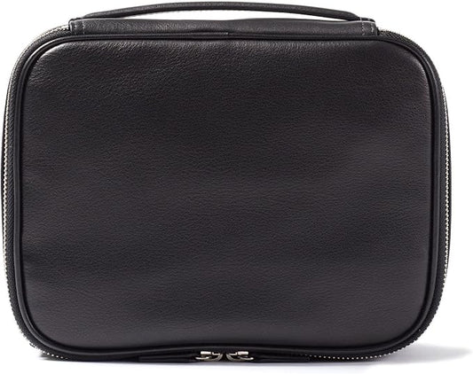 Leatherology Black Onyx Large Travel Organizer – Full-Grain Leather Toiletry Bag with Zipped Mesh Pocket, Elastic Loops & Double Metal Zipper – Travel Storage for Cables, Toiletries & Essentials by Leatherology