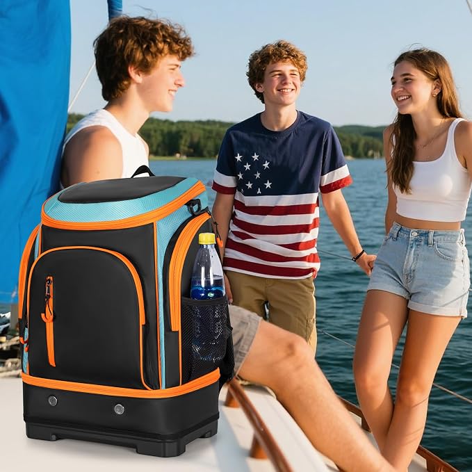 Smasrob 35L Swim Bag, Swim Backpack with Hard Shoe Compartment, Orange | 2 Insulated Sections, Multiple Pockets, for Boys and Girls - Image 9