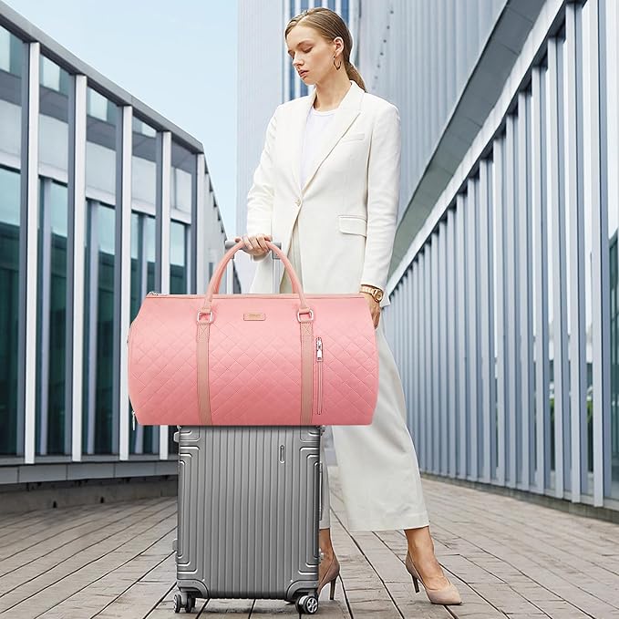Convertible Garment Duffle Bags for Travel - Carry On Garment Bags With Toiletry Bag, Large Weekender Bags for Women Men 2 in 1 Hanging Suitcase Suit Travel Duffel Bags (Y23 Pink) - Image 6