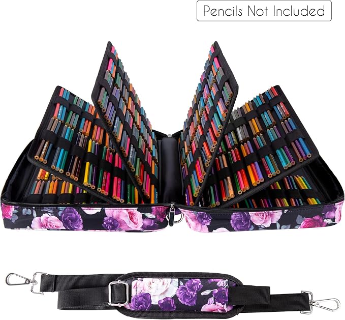 YOUSHARES 480 Slots Colored Pencil Case - Big Capacity Pen Case Organizer with Multilayer Holder large Colored Pencil Case (Purple Pink Rose) - Image 4