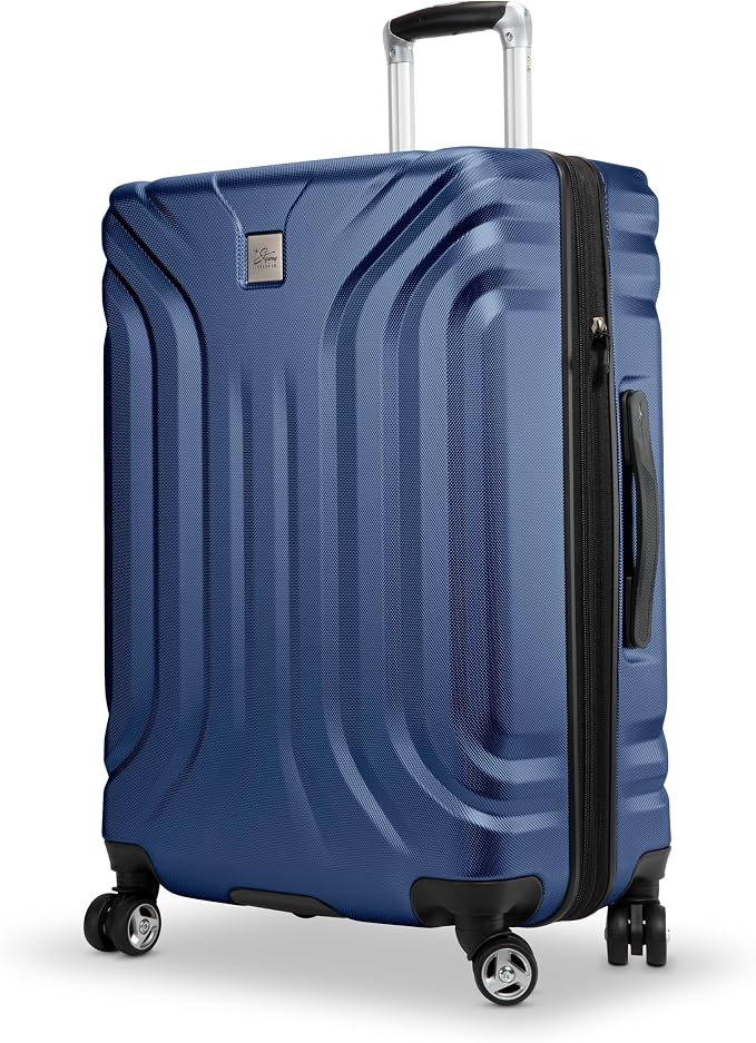 Skyway Nimbus 4.0 Expandable, Durable Hardside, 8 Wheel Spinner, Lightweight Suitcase, Unisex, Stylish, Maritime Blue, Checked-Large 28-Inch by SkywayLuggage