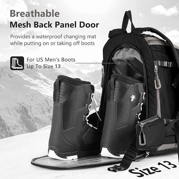 MORXPLOR Ski Boot Bag - 65L Padded, Waterproof Ski Travel Backpack for Gear & Accessories - Image 3