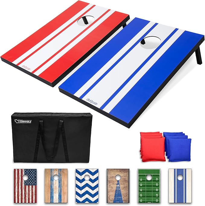 GoSports Portable Cornhole Sets, 8 Styles – Choose 4 x 2 ft or 3 x 2 ft - Boards Include 8 Bean Bags, Travel Case, and Game Rules by GoSports