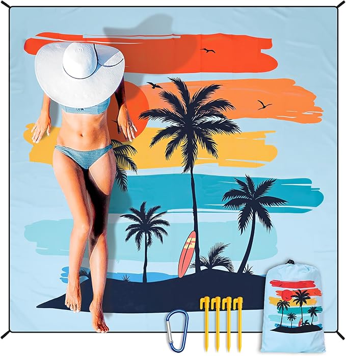 HIHOHO Beach Blanket Waterproof Sandproof Extra Large Beach Mat 79" X 83"/120"x108"for 1-8 Adults Quick Drying Durable Outdoor Picnic Mat for Beach Travel Camping Hiking by HIHOHO