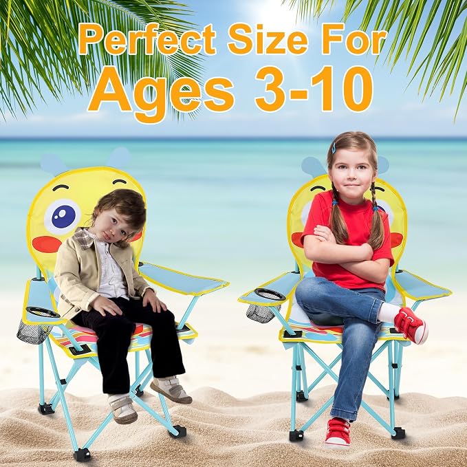 KABOER Kids Outdoor Folding Camping Chair with Cup Holder Carrying Bag | Portable Camping Chair for Beach Picnic Camping Travel Lawn Ages 3-10 - Image 7