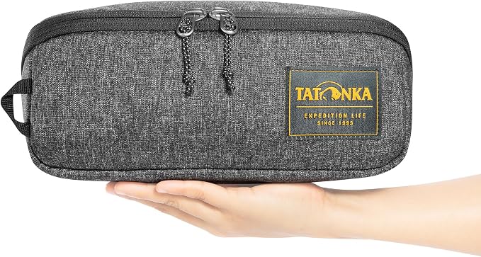 Tatonka Square Zip Pouch M (2L) – Foldable Washing Bag with 2 Zippered Mesh Pockets, No PFC/PFAS, 10 x 25 x 9 cm, Black/White, 10 x 25 x 9 cm, Hinged Wash Bag, Black/White, 10 x 25 x 9 cm, Hinged Wash Bag - Image 5