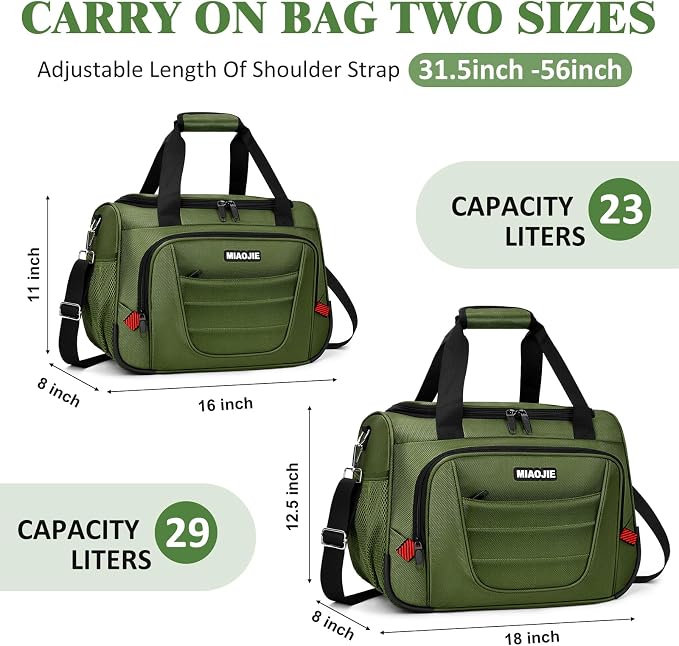 Underseat Carry On luggage Bag Airplanes Personal Item Bags, Gym Bag for Men Weekender Overnight Travel Tote Bag Shoulder Small Softside Carry on Luggage Travel Duffel Bags For Men,16 IN Green - Image 3