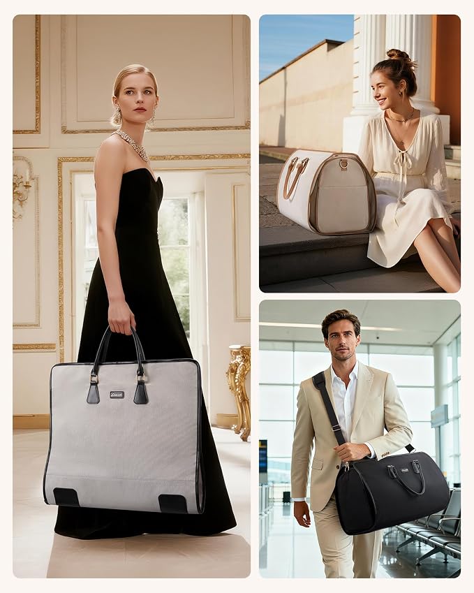 LOVEVOOK Convertible Travel Duffle Bag for Women Men,2 in 1 Garment Bag for Travel with Shoe Pouch,Overnight Weekender Carry On Duffel Bags for Airplane,Hanging Suitcase Suit Dress Business for Trip - Image 8