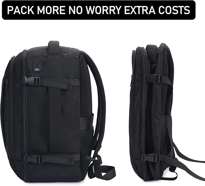 ECOHUB Travel Backpack 18x14x8 Spirit Airlines Personal Item Bag Carry On Backpack 13 Pockets Work Casual Daypack for Men Women Airline Approved Water Resistant Gym Backpack with Charging Port, Black - Image 7