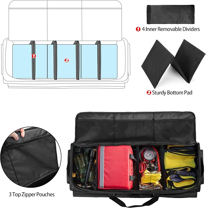 samdew Underseat Storage Bag Fit for SuperCrew Cab, Large, Bag Only | Truck Under Seat Organizer for Most Full Size Trucks, with 4 Detachable Inner Divider, Anti-Slip Bottom & Multi-pockets - Image 4