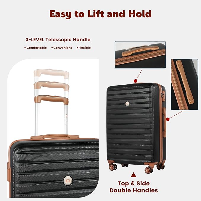 Travelhouse 10-Piece Hardshell Luggage Set with Spinner Wheels & TSA Lock | Lightweight ABS+PC hardside set includes 16", 20", 24", 28" suitcases + cosmetic case + duffel bag + packing cubes - Image 5