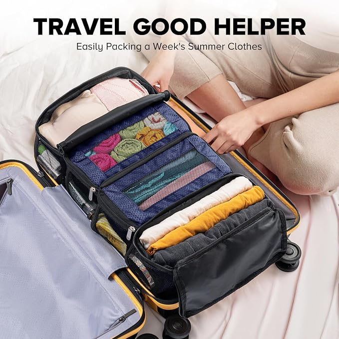 Suitcase Organizer, Travel Luggage Organizer Hanging Shelves Packing Cube Closet/Collapsible Portable Travel Organizer for Carry-on - Image 6