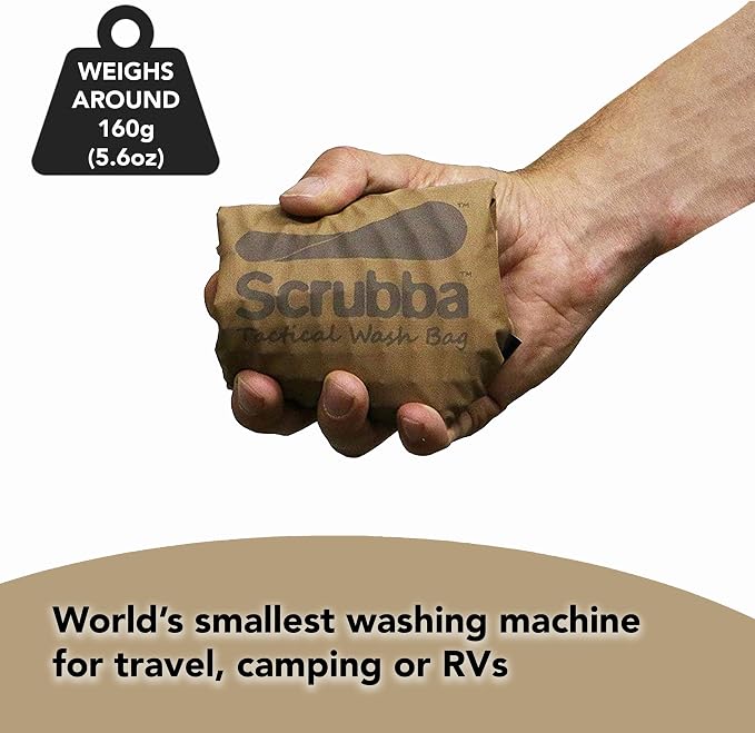 Scrubba Tactical Wash Bag & Dry Kit - Portable Washing Machine System with XL Towel, Pegless Clothesline & Hangers - Lightweight Travel Essentials Laundry Kit for Camping, Hiking, RV, Hotels - Image 3
