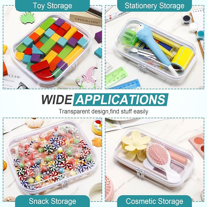 Sanwuta 6 Pcs Clear Hard Zipper Case Plastic Zipper Pouches Transparent Makeup Bag Pencil Case Pouches Toiletry Diaper Bag for Travel Toy Storage Organizer Bins(Clear,Two Sizes) - Image 6