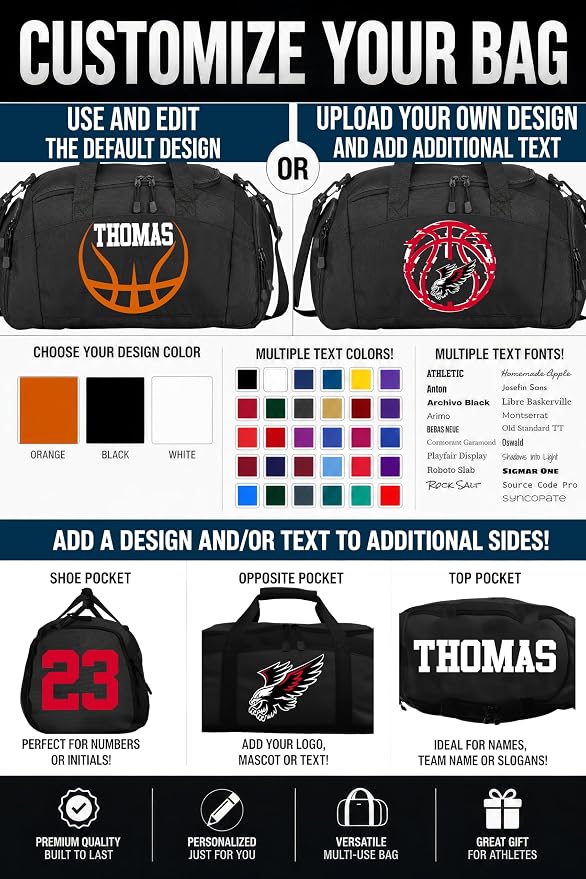Personalized Basketball Duffel Bag with Shoe Compartment, Custom Basketball Bag with Name and Number, Basketball Travel Bag for Players, Team Sports Gear Bag - Image 2