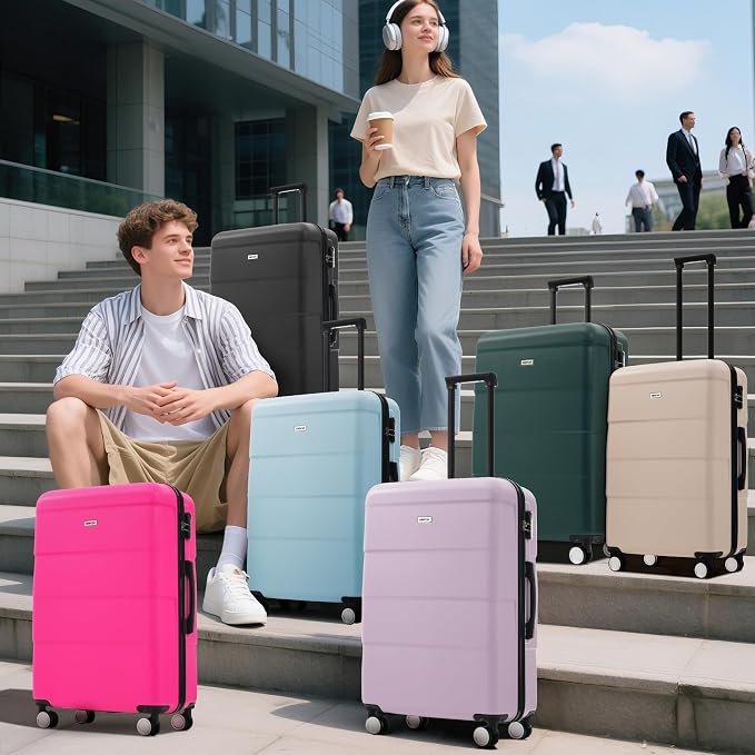 Merax Luggage Set, 3 Piece Hardcase Luggage with Double Spinner Wheels | Carry on Suitcase Airline Approved,20+24+28 inch,Dark Green - Image 2