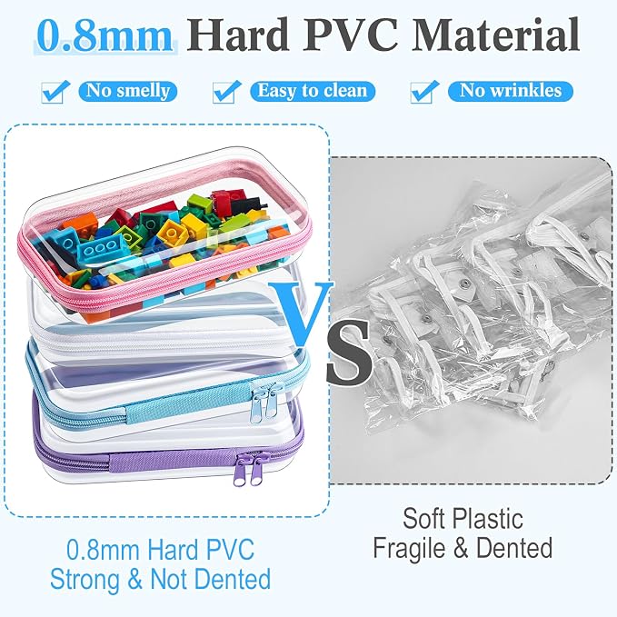 Hoolerry 4 Pcs Hard Clear Zipper Case Makeup Bags Plastic Zipper Pouch Transparent Storage Box Containers for Cosmetics, Snacks, Building Blocks, Puzzles(Clear,7.5 x 3.9 x 2 in,Multicolor) - Image 4