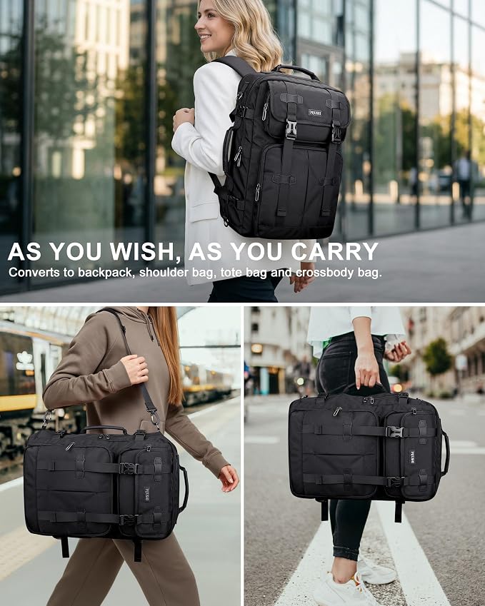 PIJUSHI Travel Backpack for Women, 3-In-1 Convertible Bag with Multi-Pocket | Carry On Luggage Duffle with 16" Laptop Compartment, Anti-Theft Back Pocket, USB Port for Daily, Airport - Image 2