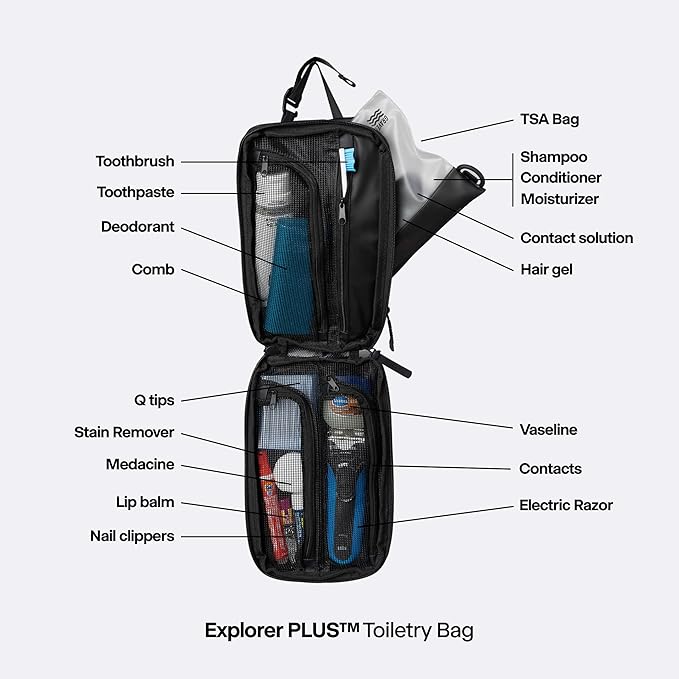 Gravel Hanging Toiletry Bag for Men and Women - Comes in 2 Sizes, Water-Resistant, Durable, Compact, Dopp Kit Travel Toiletry bag (Black, Plus) - Image 2