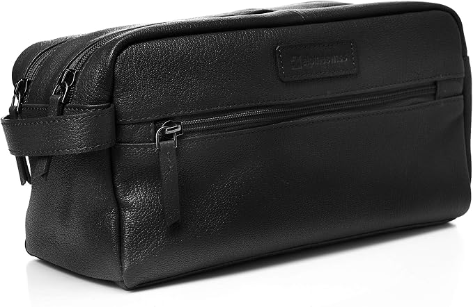 Alpine Swiss Sedona Toiletry Bag Genuine Leather Shaving Kit Dopp Kit Travel Case - Image 2